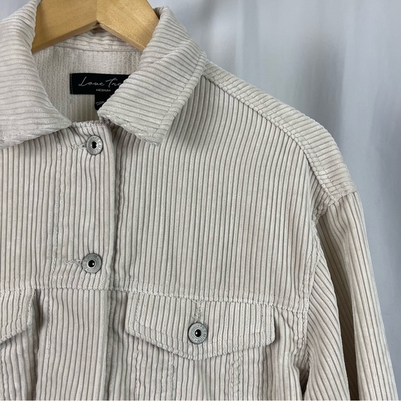 Love Tree Medium Corduroy Boho Beach Raw Hem Shacket Button Down Shirt Trucker - Picture 8 of 8